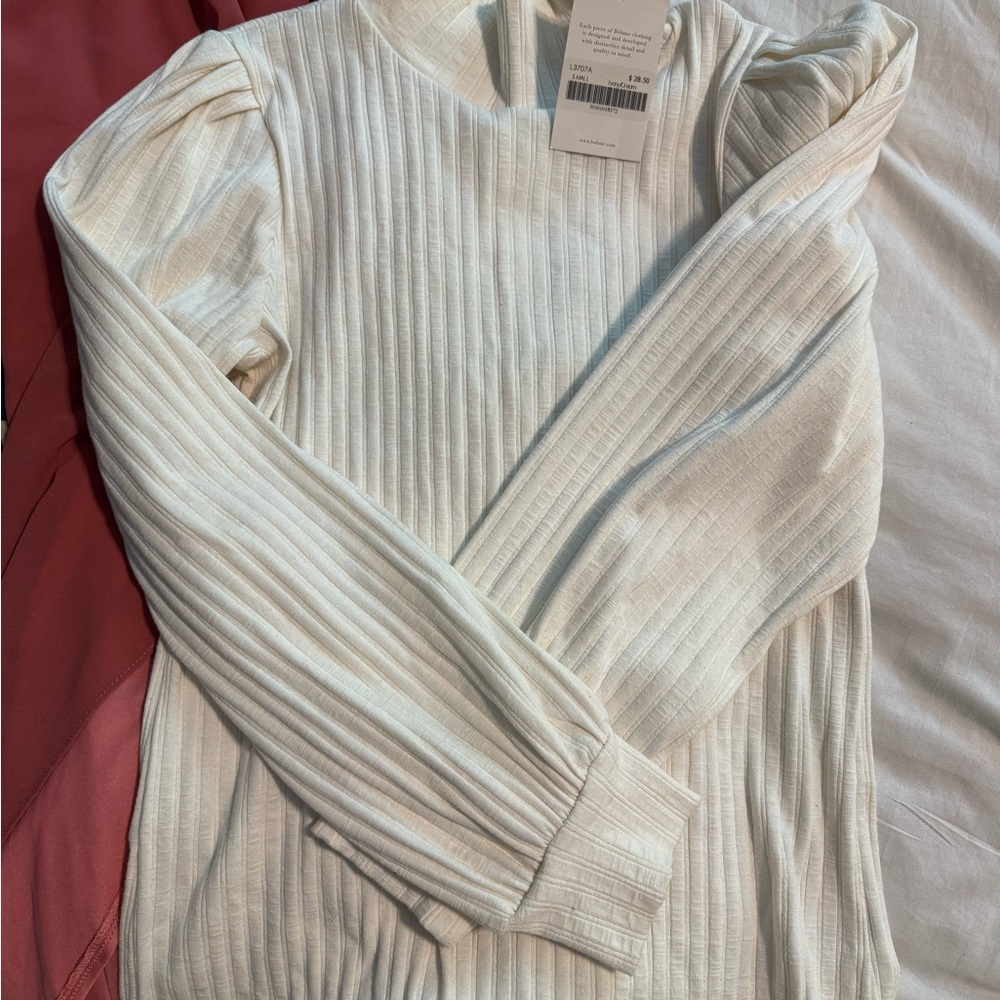 Bohme Cream Ribbed Knit Blouse